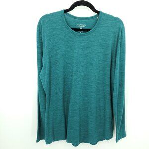 Seg'ments 100% Merino Wool Crew Neck Long Sleeve Base Layer Top XL Teal/Blue